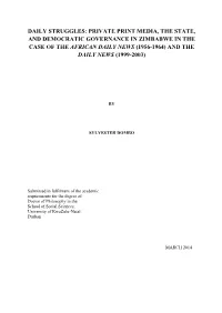 Daily Struggles: Private Print Media, the State, And