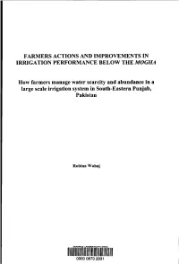 Farmers Actions and Improvements in Irrigation Performance Below the Mogha