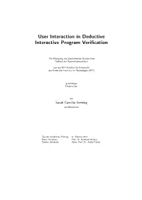 User Interaction in Deductive Interactive Program Verification