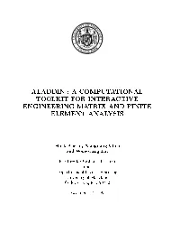 Aladdin : a Computational Toolkit for Interactive Engineering Matrix And