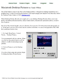 Macintosh Desktop Pictures Control Panel a Dialog Box Will Open Which Shows the Contents of the Sample Desktop Pictures Folder