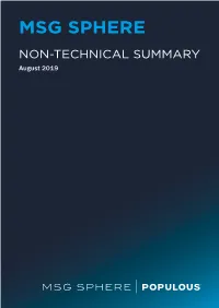 MSG SPHERE NON-TECHNICAL SUMMARY August 2019