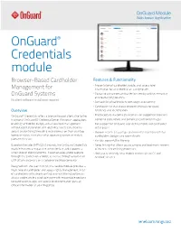 Onguard® Credentials Module
