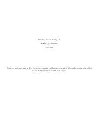 Outside / Summer Reading List Hardin Valley Academy 2018-2019 If There Are Objections to Any of the Selected Texts Stemming From