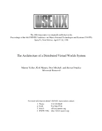 The Architecture of a Distributed Virtual Worlds System