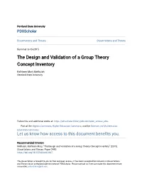The Design and Validation of a Group Theory Concept Inventory