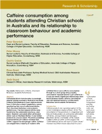 Caffeine Consumption Among Students Attending Christian Schools In