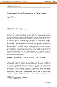 Emotions As Objects of Argumentative Constructions