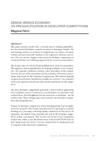 ON PREQUALIFICATION in DEVELOPER COMPETITIONS Magnus Rönn