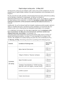 Rapid Antigen Testing Units – 24 May 2021 Aiming at the Continuous