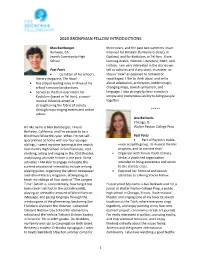 2020 Bronfman Fellow Introductions