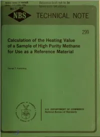 Calculation of the Heating Value of a Sample of High Purity Methane for Use As a Reference Material