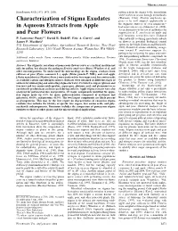 Characterization of Stigma Exudates in Aqueous Extracts from Apple And