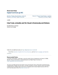 Holy Fools, Liminality and the Visual in Dostoevsky and Dickens