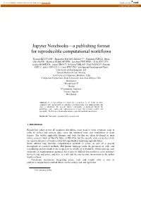 Jupyter Notebooks—A Publishing Format for Reproducible Computational Workflows