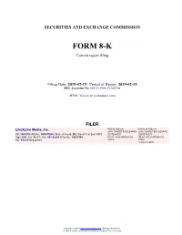 Livexlive Media, Inc. Form 8-K Current Event Report Filed 2019-02