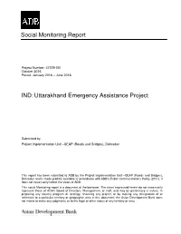 Social Monitoring Report IND:Uttarakhand Emergency Assistance Project