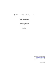 Suse Linux Enterprise Server 10 Mail Scanning Gateway Build Guide