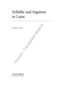 Syllable and Segment in Latin 1