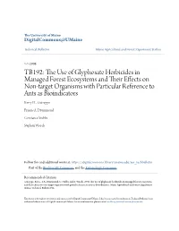 The Use of Glyphosate Herbicides in Managed Forest Ecosystems and Their Effects on Non-Target Organisms with Partial Reference to Ants As Bioindicators