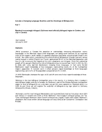 Canada's Changing Language Realities and the Challenge Of