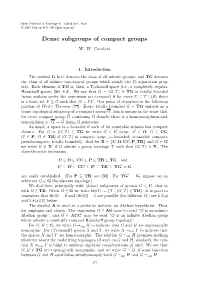 Dense Subgroups of Compact Groups