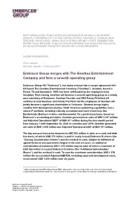 Embracer Group Merges with the Gearbox Entertainment Company and Form a Seventh Operating Group