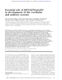 Essential Role of BETA2/Neurod1 in Development of the Vestibular and Auditory Systems