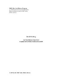 David Freiberg an Oral History Interview Conducted by Debra