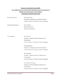 Protocol V8, Dated 21 Aug 2017 Page 1 Regenerative Endodontic Therapy