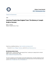 The Memory of Joseph Smith in Vermont