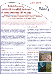 The Worldwide Interplanetary Scintillation (IPS) Stations (WIPSS) Network October 2016 Observing Campaign: Initial WIPSS Data Analyses M.M