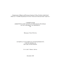 Comparisons of Chinese and European American College Students on Individual Differences Variables Hypothesized to Predict Self-Reported Interpersonal Competency