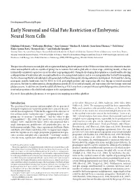 Early Neuronal and Glial Fate Restriction of Embryonic Neural Stem Cells