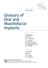 Glossary of Oral and Maxillofacial Implants