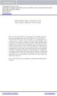 Kingship and Politics in the Late Ninth Century: Charles the Fat and the End of the Carolingian Empire Simon Maclean Frontmatter More Information