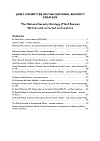 National Security Strategy (Third Review) Written and Corrected Oral Evidence