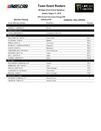 Team Event Rosters