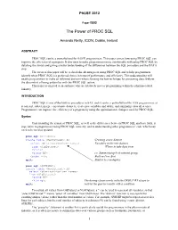The Power of PROC SQL