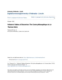 Voltaire's Fables of Discretion: the Conte Philosophique in Le Taureau Blanc