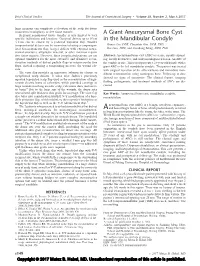 A Giant Aneurysmal Bone Cyst in the Mandibular Condyle