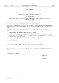 (CFSP) 2017/203 of 6 February 2017 Implementing Decision 2010/788/CFSP Concerning Restrictive Measures Against the Democratic Republic of the Congo