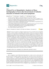 Clinical Use of Quantitative Analysis of Bone Scintigraphy to Assess the Involvement of Arthritis Diseases in Patients with Joint Symptoms