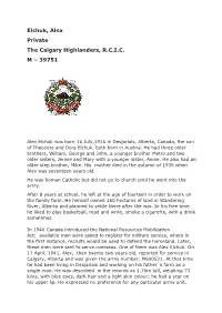 Elchuk, Alex Private the Calgary Highlanders, R.C.I.C. M – 39751