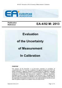 Evaluation of the Uncertainty of Measurement in Calibration