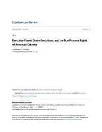 Executive Power, Drone Executions, and the Due Process Rights of American Citizens