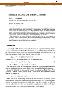 INTERVAL GRAPHS and INTERVAL ORDERS 1. Introduction