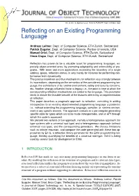 Reflecting on an Existing Programming Language