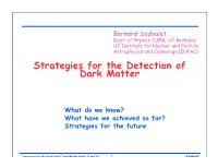 Strategies for the Detection of Dark Matter