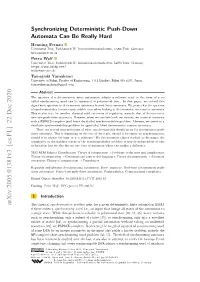 Synchronizing Deterministic Push-Down Automata Can